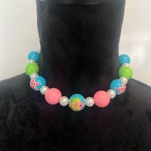 Pink and Blue Beaded Jewelry Necklace